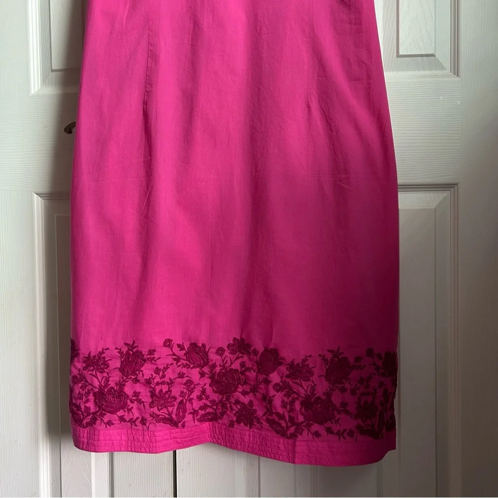 Jessica London hot pink sleeveless cotton embroidered shift dress - Picture 3 of 6